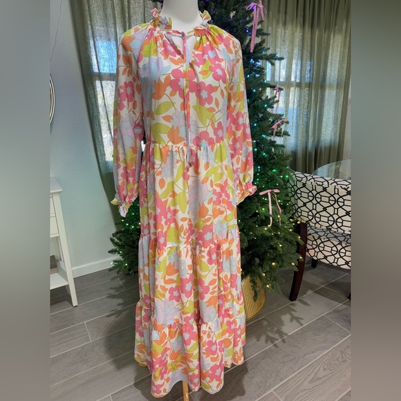 J. Marie Women’s XS Ava Mae Multicolor Floral Long Sleeve Maxi Dress - Picture 2 of 10